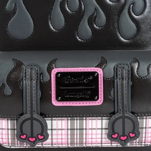 Loungefly Sanrio Kuromi Flames and Plaid Mini-Backpack - Entertainment Earth Exclusive