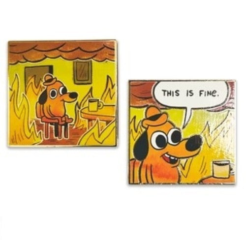 Zen Monkey: This Is Fine Panels - KC Green Enamel Pin