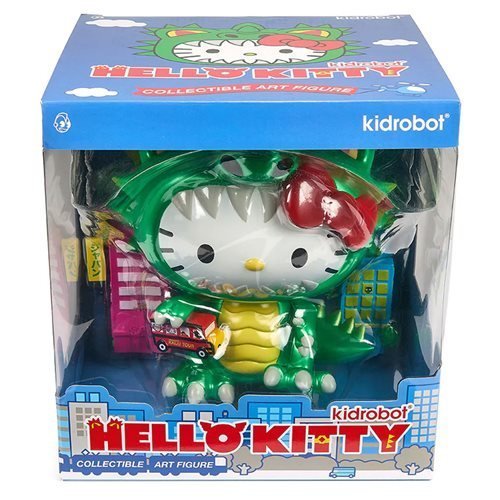 Kidrobot Sanrio Hello Kitty Kaiju Cosplay Metallic Green 8-Inch Vinyl Figure